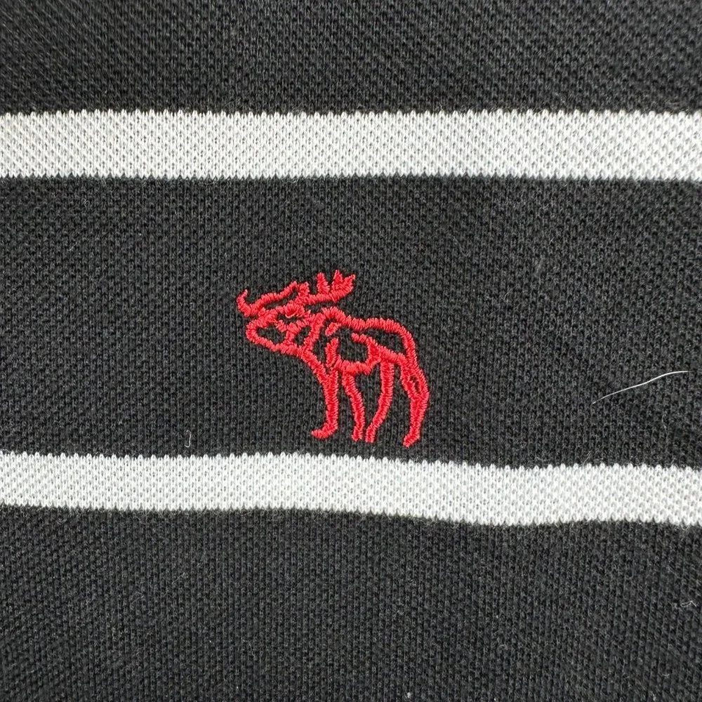 Abercrombie & Fitch Shirt Mens Medium Black White Striped Casual Polo Designer - Picture 3 of 14